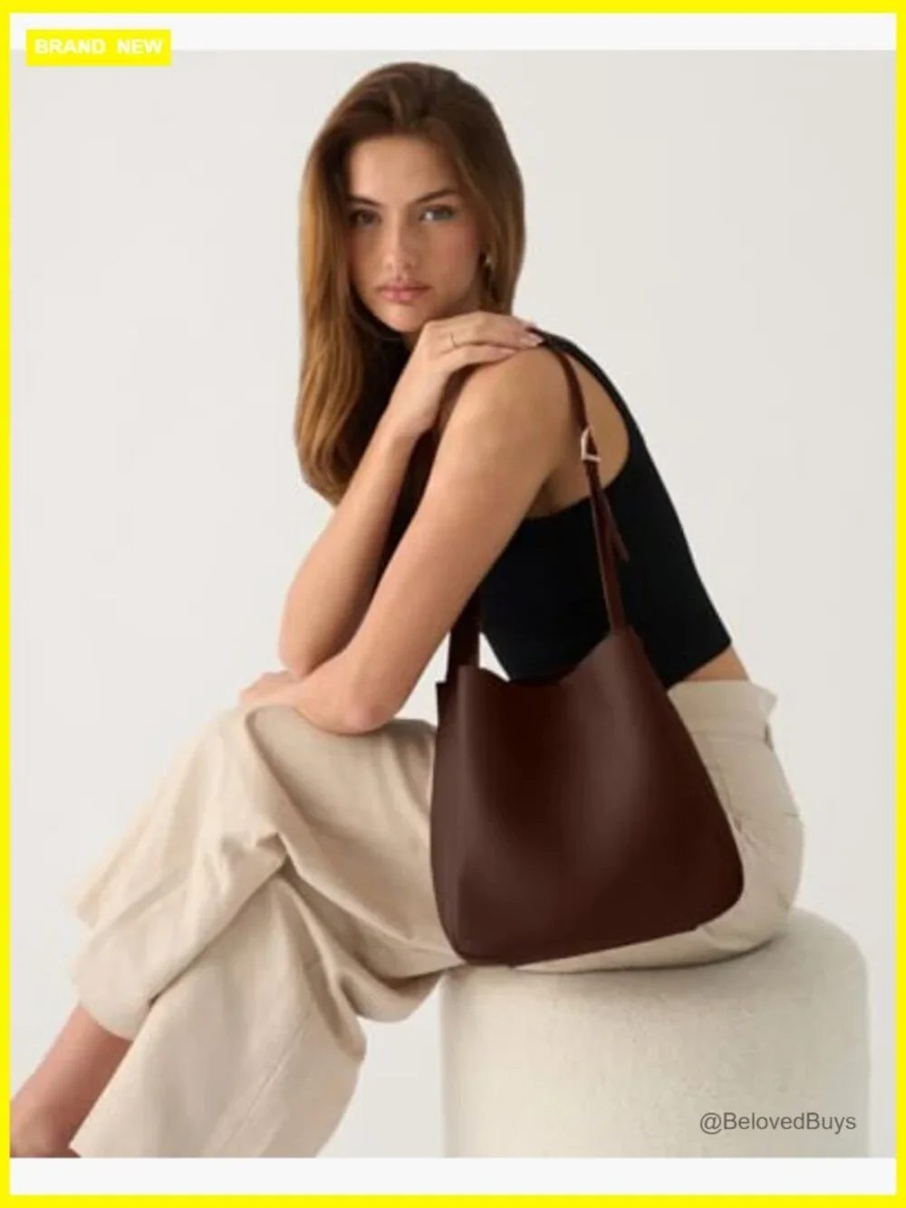 Slouchy Vegan Leather Hobo Bag - Medium Shoulder Tote Purse